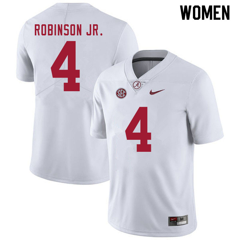Women #4 Brian Robinson Jr. Alabama White Tide College Football Jerseys Sale-White